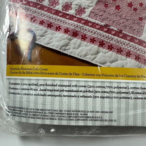 Cross Stitch Kit Fairytale Princess Crib Cover Baby Bucilla Stamped 47664 34x43 - Picture 6 of 11